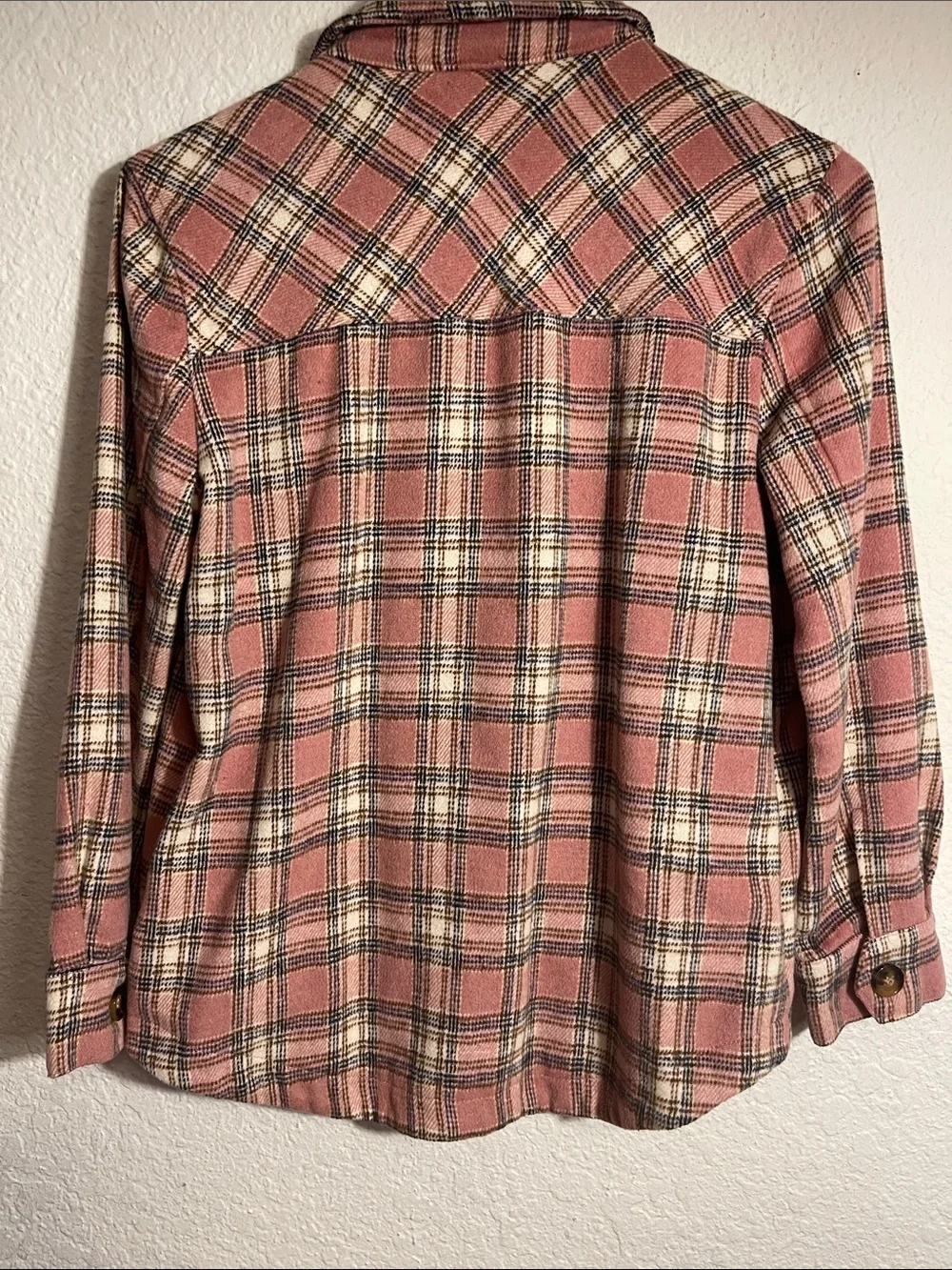 Franki Pink Plaid Button-Front Shacket Size Youth 12
